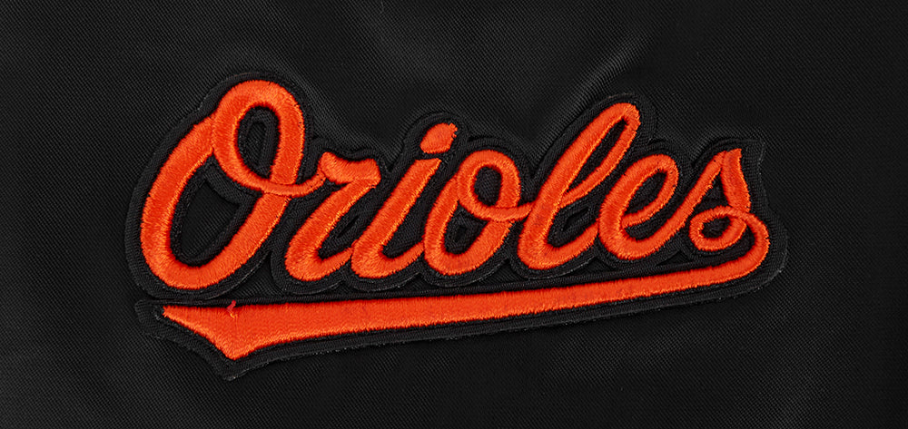MLB BALTIMORE ORIOLES SCRIPT TAIL WOMEN'S SATIN JACKET (BLACK/ORANGE) - Image 7