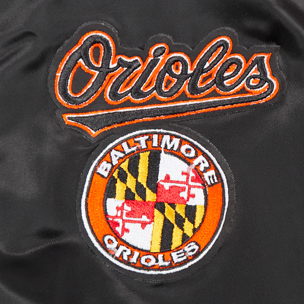 MLB BALTIMORE ORIOLES CLASSIC WOMEN'S SATIN JACKET (BLACK) - Image 6