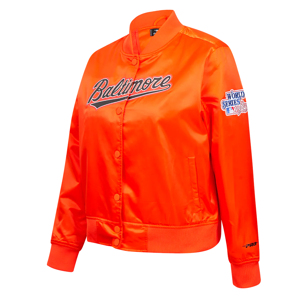 MLB BALTIMORE ORIOLES CLASSIC WOMEN'S SATIN JACKET (ORANGE) - Image 2