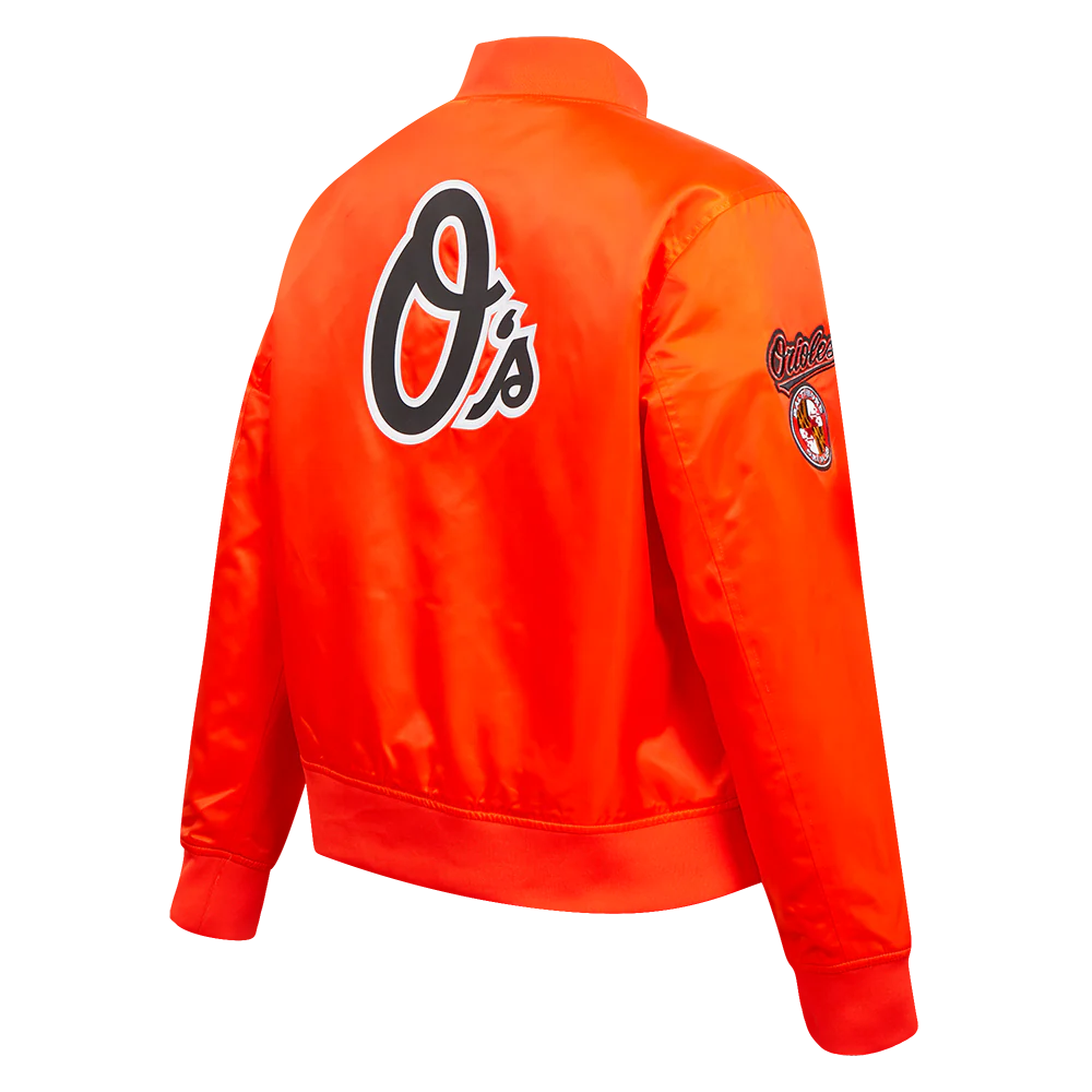 MLB BALTIMORE ORIOLES CLASSIC WOMEN'S SATIN JACKET (ORANGE) - Image 4