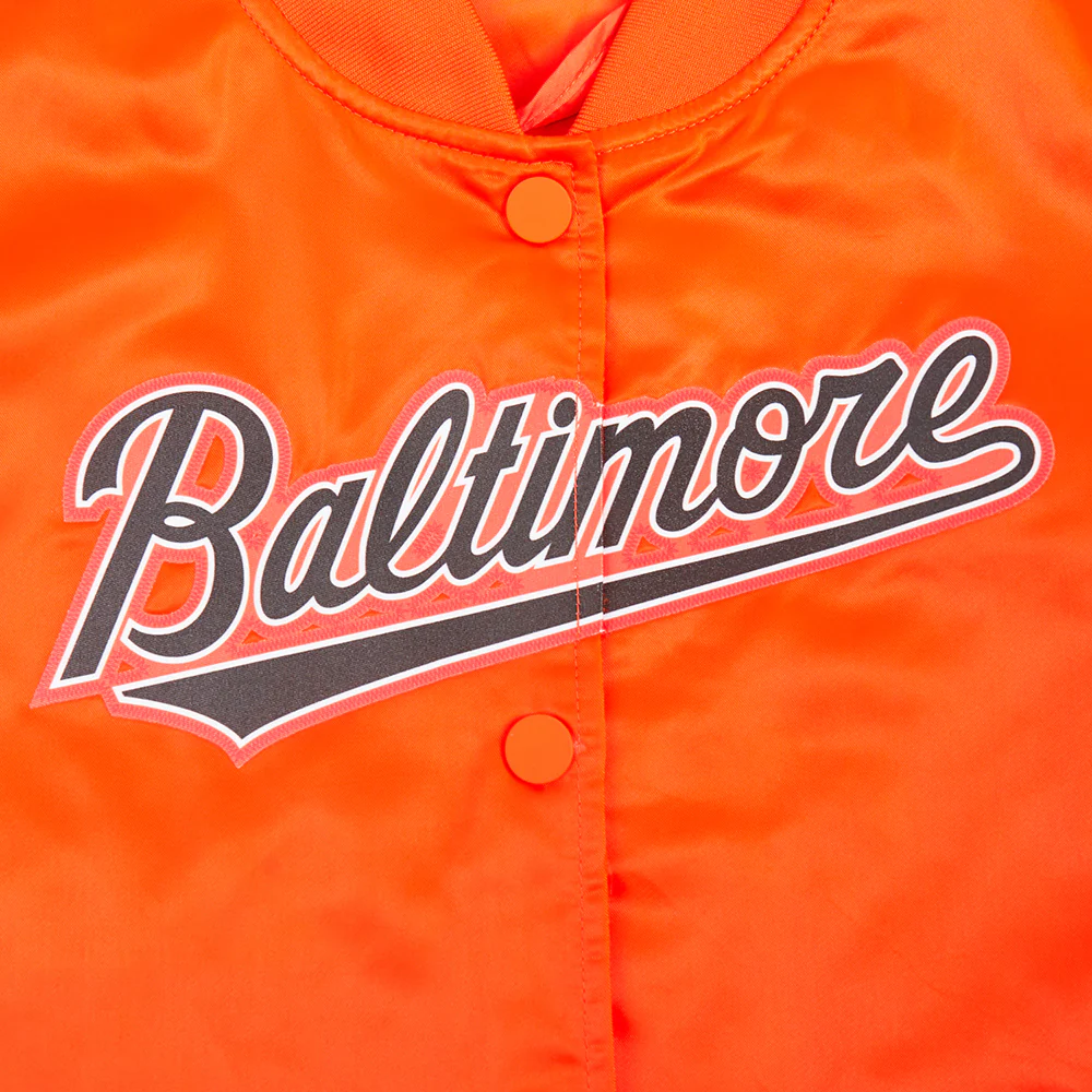 MLB BALTIMORE ORIOLES CLASSIC WOMEN'S SATIN JACKET (ORANGE) - Image 5