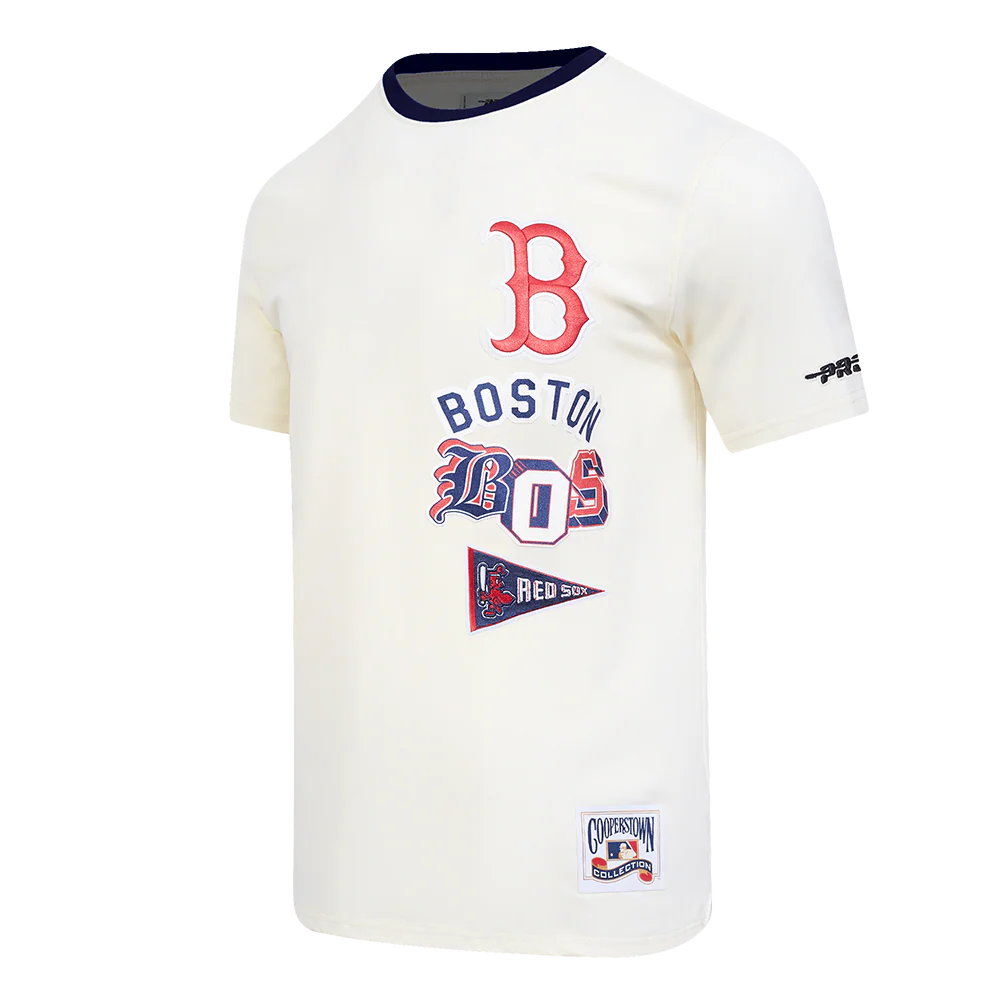 MLB BOSTON RED SOX RETRO CASCADE MEN'S RINGER TOP (EGGSHELL/ MIDNIGHT NAVY) - Image 2