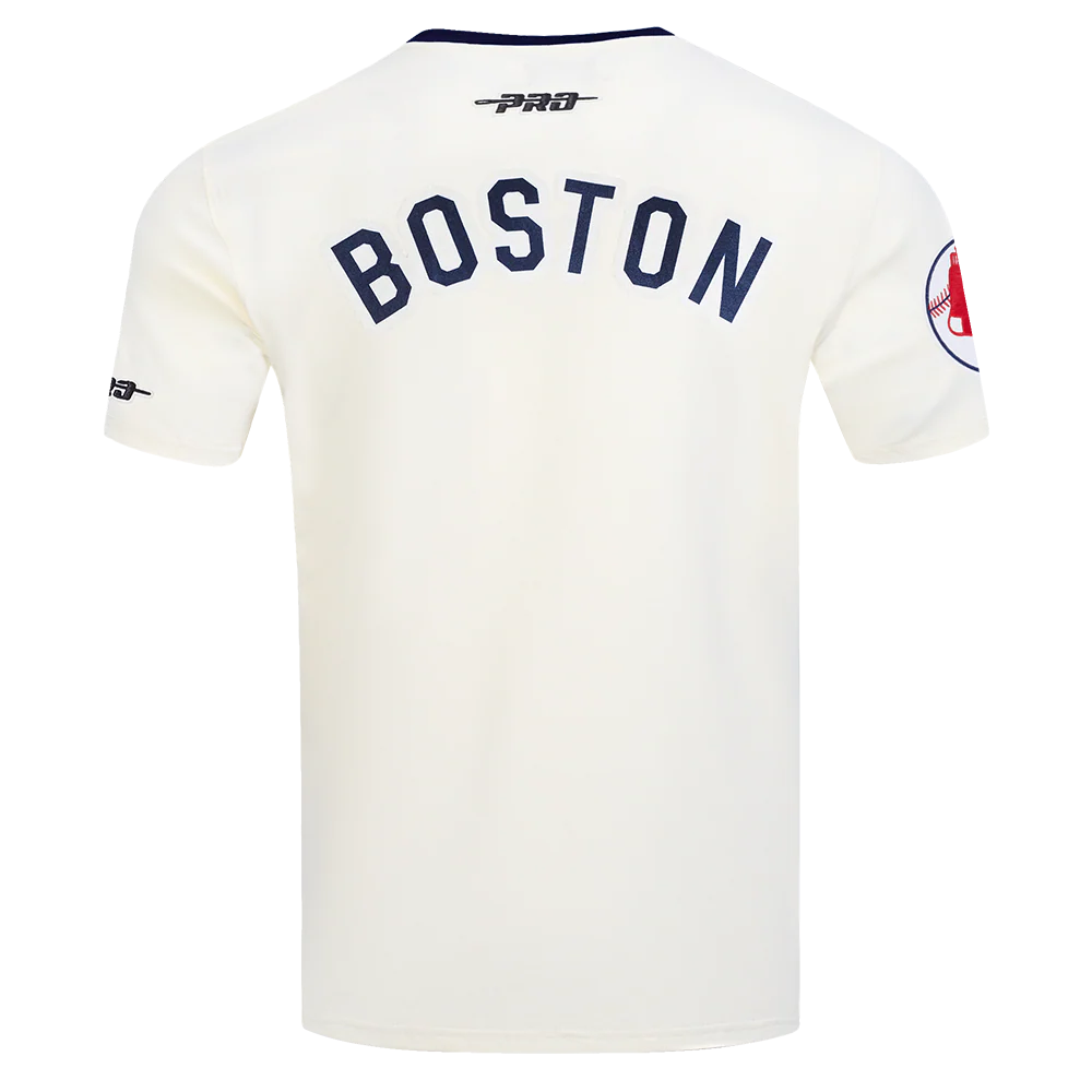 MLB BOSTON RED SOX RETRO CASCADE MEN'S RINGER TOP (EGGSHELL/ MIDNIGHT NAVY) - Image 3