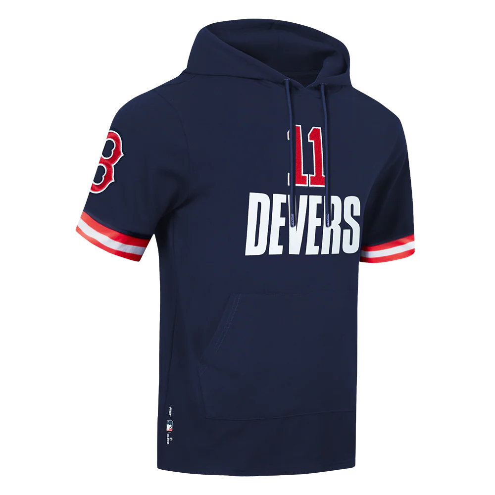 MLB BOSTON RED SOX RAFAEL DEVERS #11  CLASSIC MEN'S SHORT SLEEVE PULLOVER HOODIE (MIDNIGHT NAVY/RED) - Image 3
