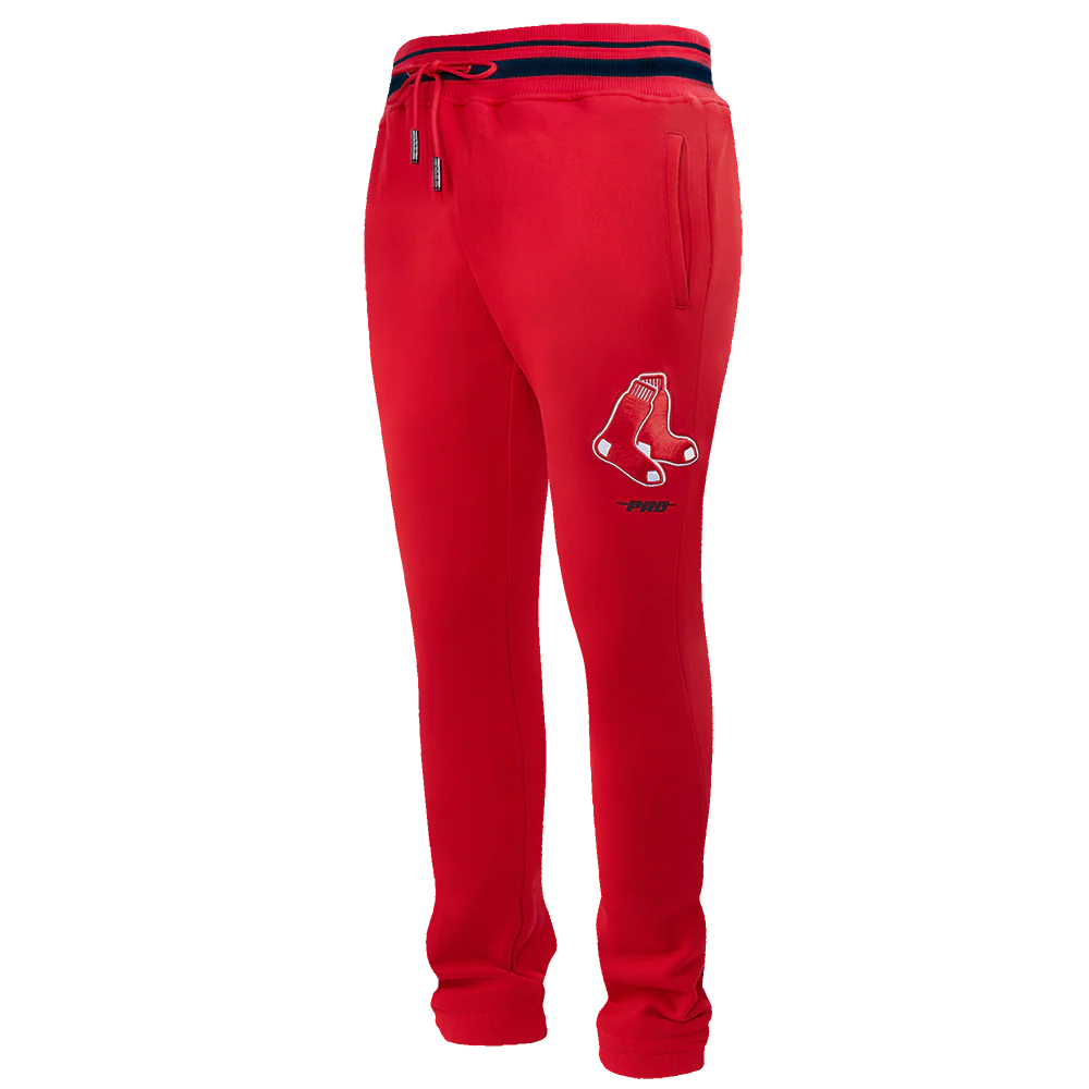 MLB BOSTON RED SOX SCRIPT TAIL MEN'S RIB FLEECE SWEATPANT (RED/MIDNIGHT NAVY/RED)