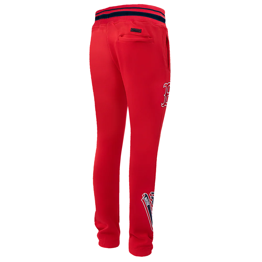 MLB BOSTON RED SOX SCRIPT TAIL MEN'S RIB FLEECE SWEATPANT (RED/MIDNIGHT NAVY/RED) - Image 3