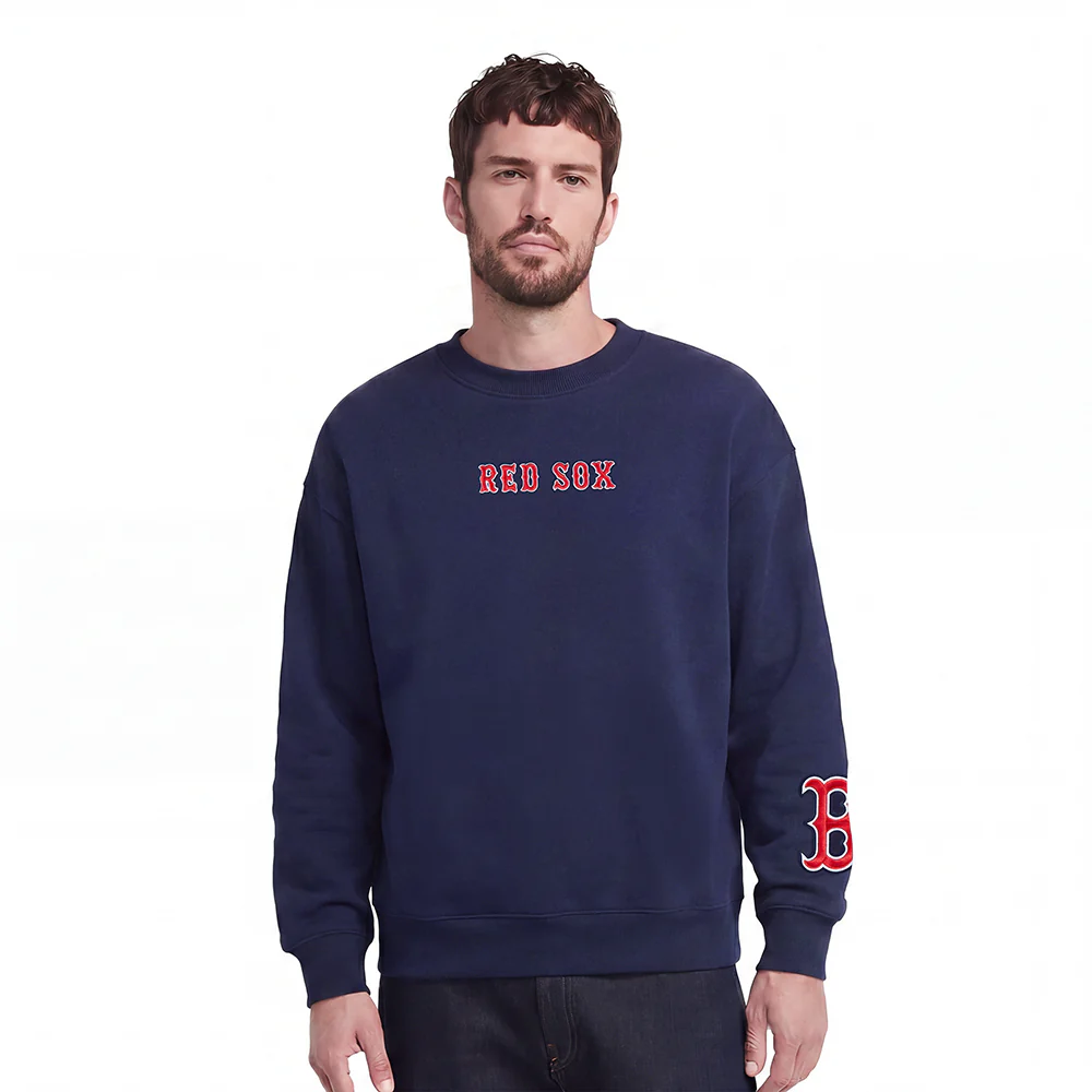MLB BOSTON RED SOX WINGSPAN MEN'S DROP SHOULDER FLEECE CREWNECK (MIDNIGHT NAVY) - Image 2