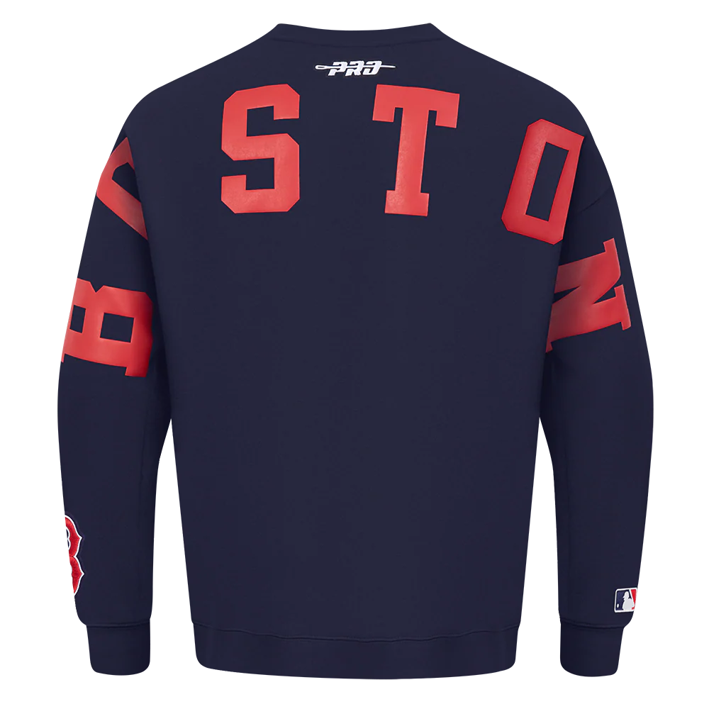 MLB BOSTON RED SOX WINGSPAN MEN'S DROP SHOULDER FLEECE CREWNECK (MIDNIGHT NAVY) - Image 5