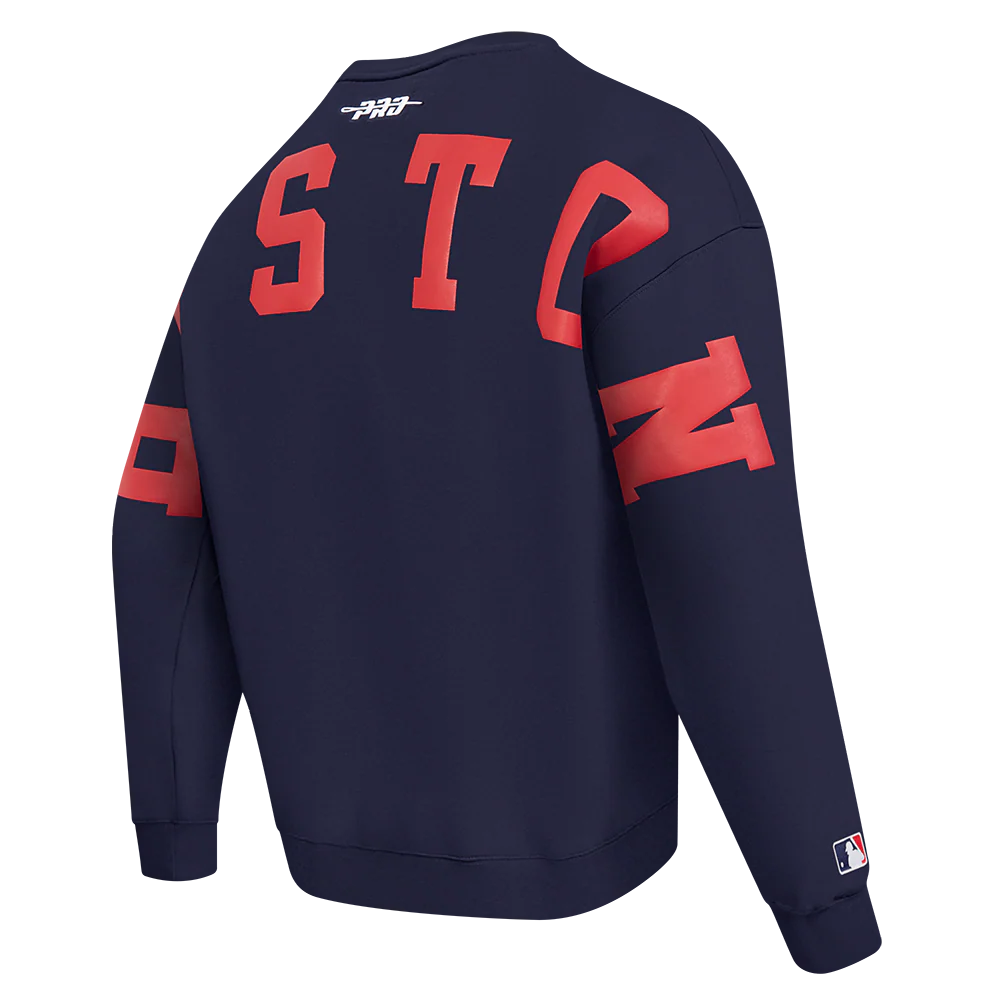MLB BOSTON RED SOX WINGSPAN MEN'S DROP SHOULDER FLEECE CREWNECK (MIDNIGHT NAVY) - Image 6