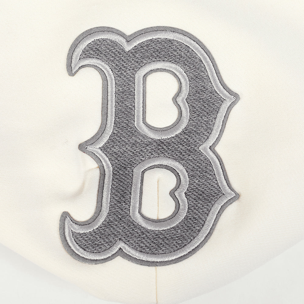 MLB BOSTON RED SOX REVERSE FRENCH TERRY MEN'S COLOR BLOCK FLEECE PULLOVER HOODIE (BLACK/GRAY/EGGSHELL) - Image 8