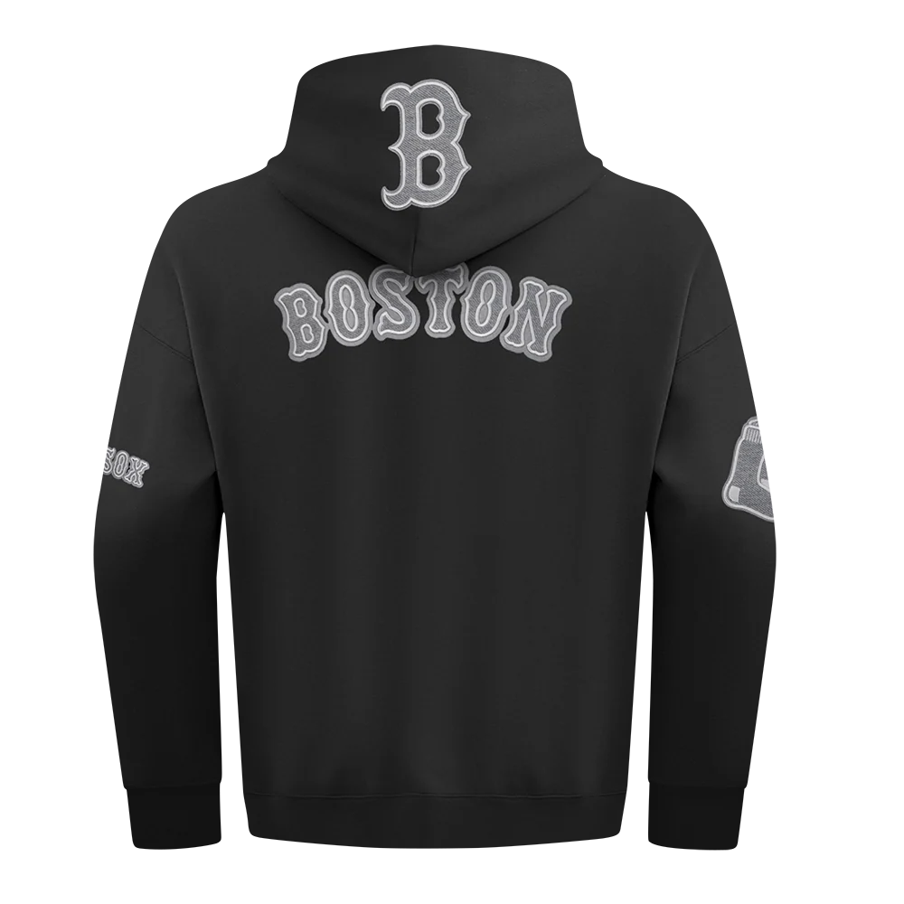 MLB BOSTON RED SOX REVERSE FRENCH TERRY MEN'S DROP SHOULDER FLC PO HOODIE (BLACK) - Image 5