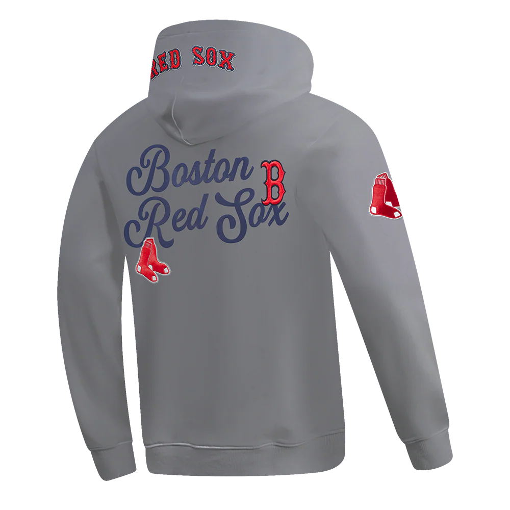 MLB BOSTON RED SOX SOUVENIR MEN'S FLEECE PULLOVER HOODIE (GRAY) - Image 4