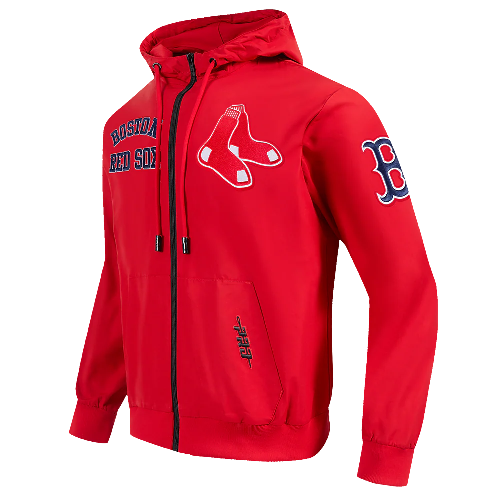 MLB BOSTON RED SOX CLASSIC WIND SUIT MEN'S WOVEN FULL ZIP PULLOVER HOODIE (RED) - Image 2