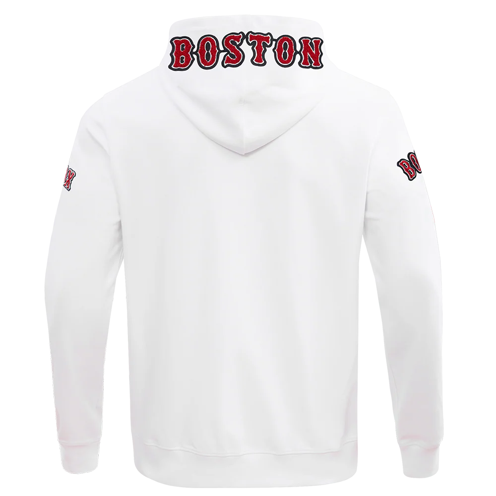 MLB BOSTON RED SOX CLASSIC CHENILLE MEN'S FULL ZIP PULLOVER HOODIE (WHITE) - Image 4