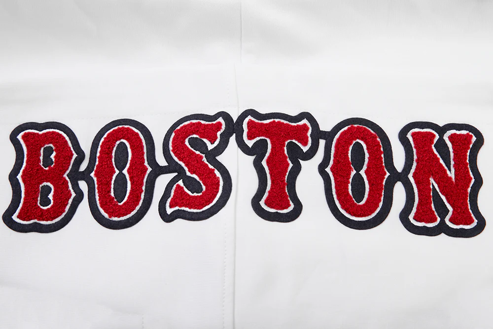 MLB BOSTON RED SOX CLASSIC CHENILLE MEN'S FULL ZIP PULLOVER HOODIE (WHITE) - Image 5