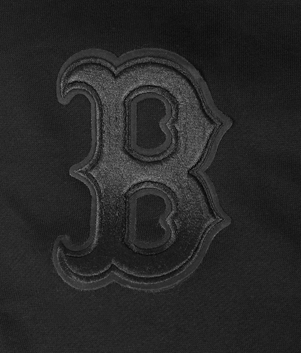 MLB BOSTON RED SOX NEUTRAL MEN'S DROP SHOULDER PULLOVER HOODIE (BLACK) - Image 6