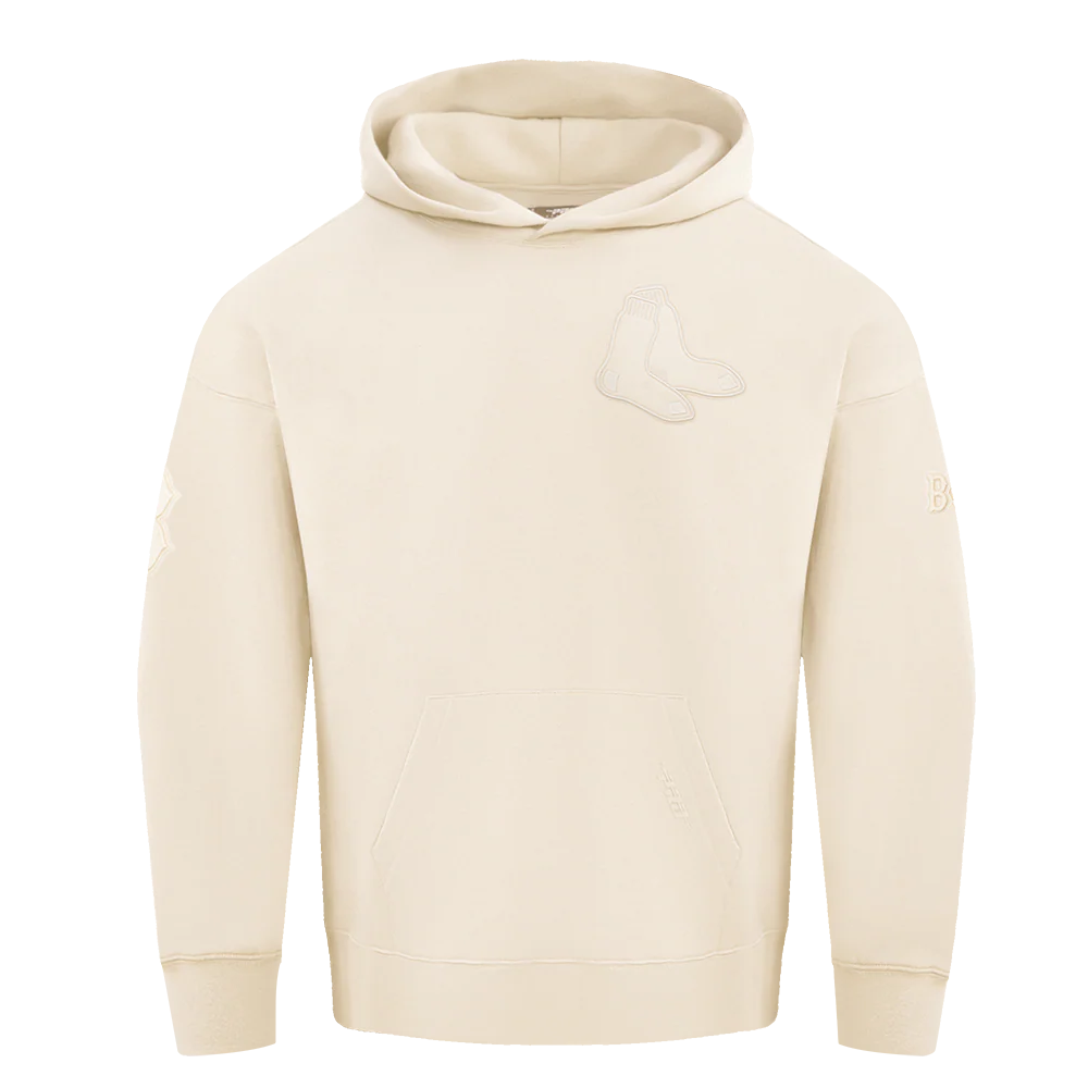 MLB BOSTON RED SOX NEUTRAL MEN'S DROP SHOULDER PULLOVER HOODIE (EGGSHELL)