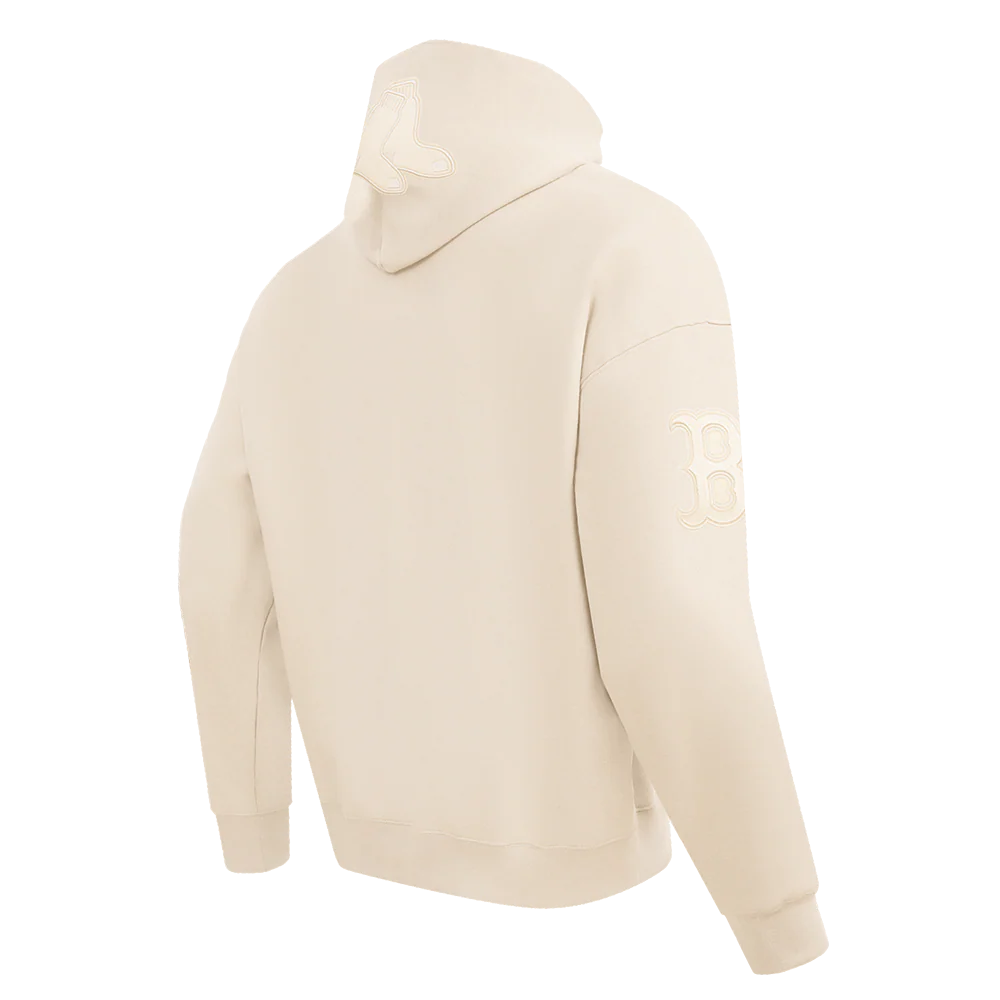 MLB BOSTON RED SOX NEUTRAL MEN'S DROP SHOULDER PULLOVER HOODIE (EGGSHELL) - Image 3