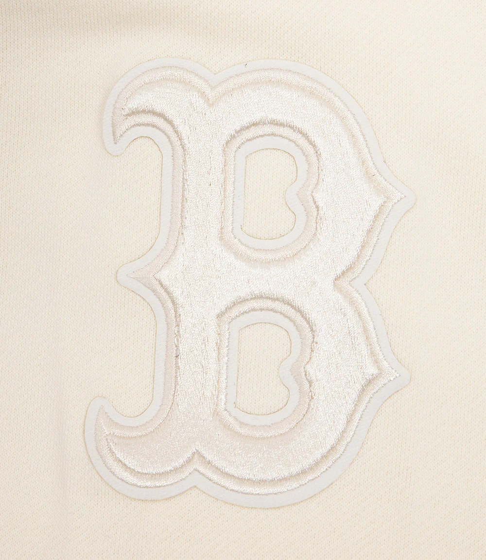 MLB BOSTON RED SOX NEUTRAL MEN'S DROP SHOULDER PULLOVER HOODIE (EGGSHELL) - Image 7