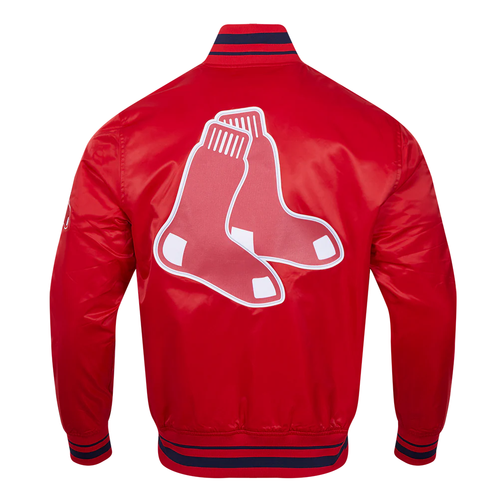 MLB BOSTON RED SOX SCRIPT TAIL MEN'S SATIN JACKET (RED/MIDNIGHT NAVY/RED) - Image 4