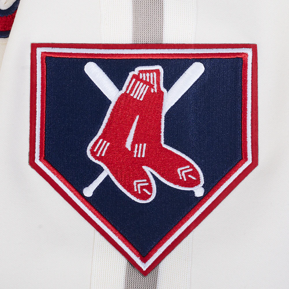 MLB BOSTON RED SOX COOPERSTOWN LOGO PRO GAME DAY MEN'S DOUBLE KNIT JACKET (EGGSHELL/TAUPE/EGGSHELL) - Image 8