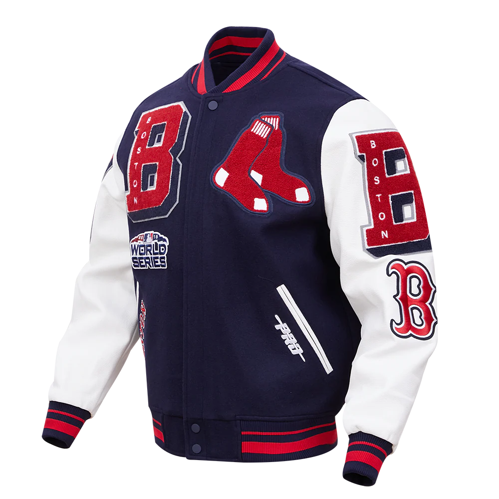 MLB BOSTON RED SOX MASHUP MEN'S RIB WOOL VARSITY JACKET (MIDNIGHT NAVY/RED/MIDNIGHT NAVY) - Image 2