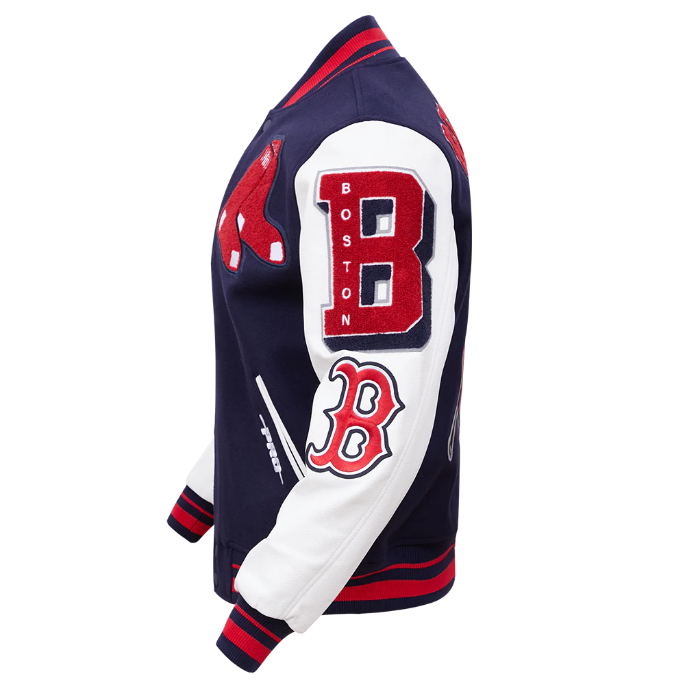 MLB BOSTON RED SOX MASHUP MEN'S RIB WOOL VARSITY JACKET (MIDNIGHT NAVY/RED/MIDNIGHT NAVY) - Image 3