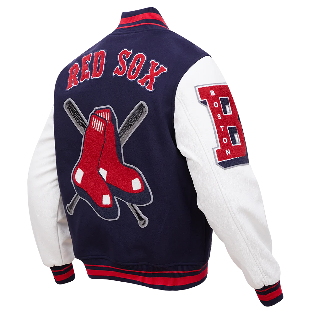 MLB BOSTON RED SOX MASHUP MEN'S RIB WOOL VARSITY JACKET (MIDNIGHT NAVY/RED/MIDNIGHT NAVY) - Image 4