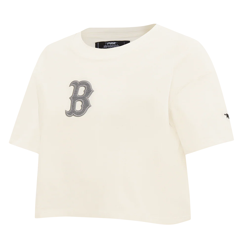 MLB BOSTON RED SOX REVERSE FRENCH TERRY WOMEN'S SINGLE JERSEY BOXY TOP (EGGSHELL) - Image 4