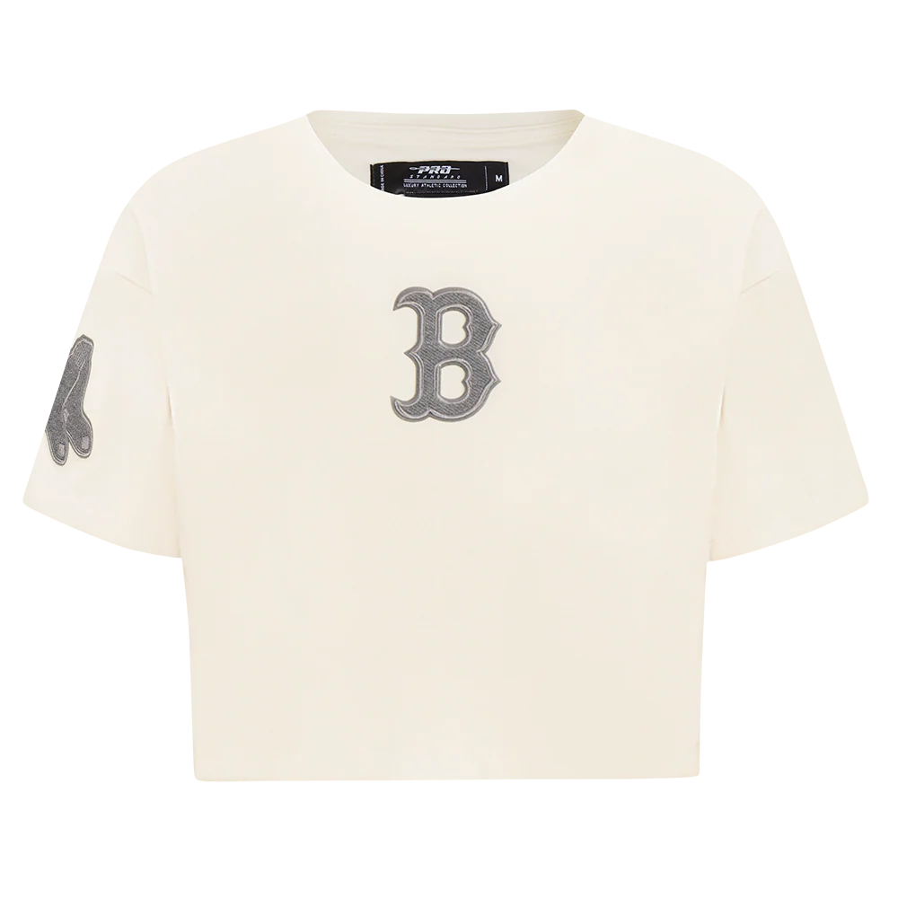 MLB BOSTON RED SOX REVERSE FRENCH TERRY WOMEN'S SINGLE JERSEY BOXY TOP (EGGSHELL) - Image 5