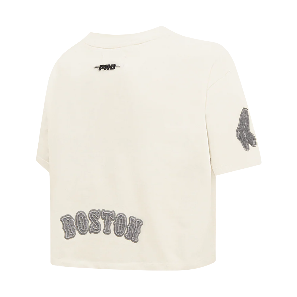 MLB BOSTON RED SOX REVERSE FRENCH TERRY WOMEN'S SINGLE JERSEY BOXY TOP (EGGSHELL) - Image 8