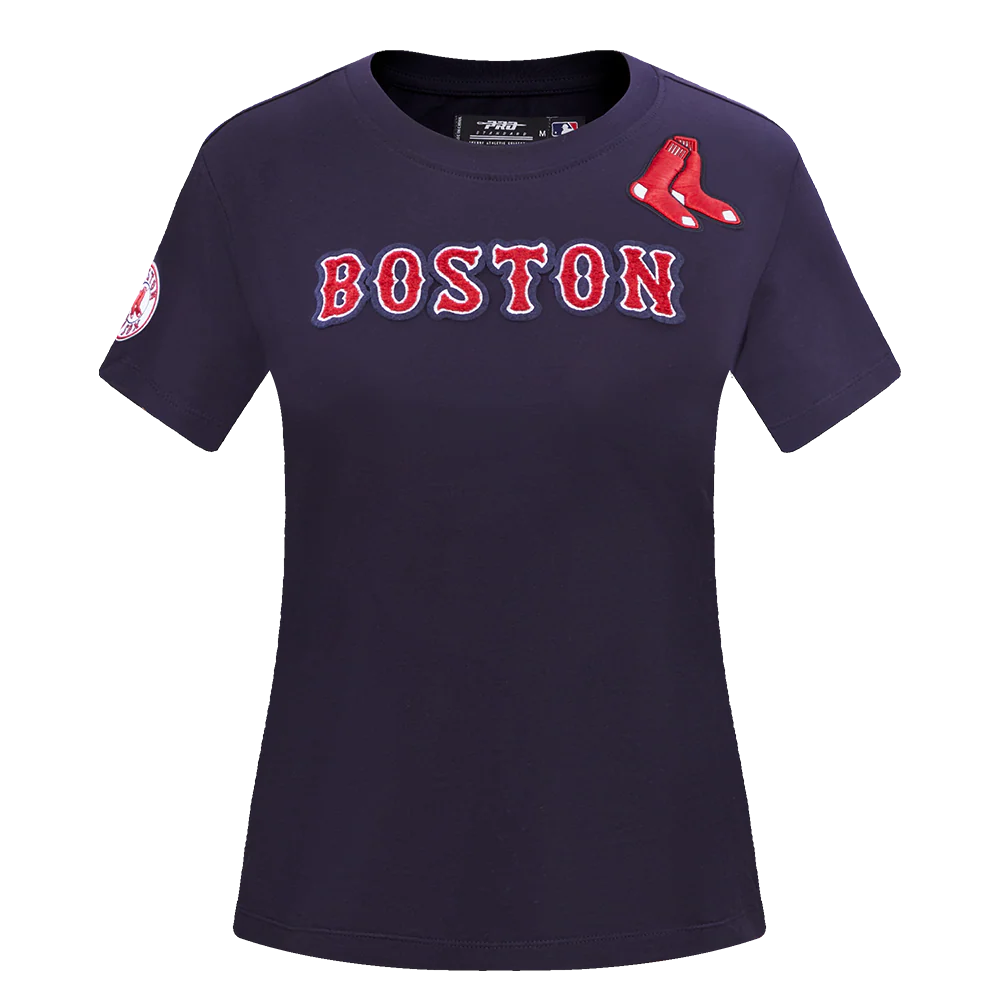 MLB BOSTON RED SOX CLASSIC SHORT SLEEVE WOMEN'S SINGLE JERSEY SLIM FIT TOP (MIDNIGHT NAVY)