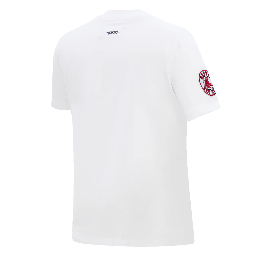 MLB BOSTON RED SOX CLASSIC SHORT SLEEVE WOMEN'S SINGLE JERSEY SLIM FIT TOP (WHITE) - Image 3