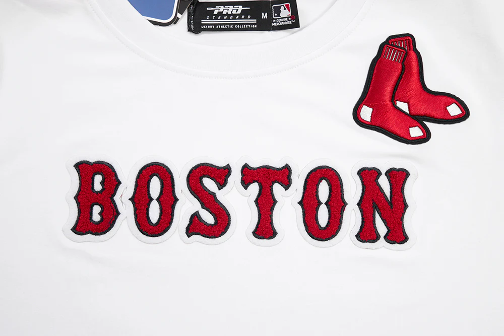 MLB BOSTON RED SOX CLASSIC SHORT SLEEVE WOMEN'S SINGLE JERSEY SLIM FIT TOP (WHITE) - Image 6