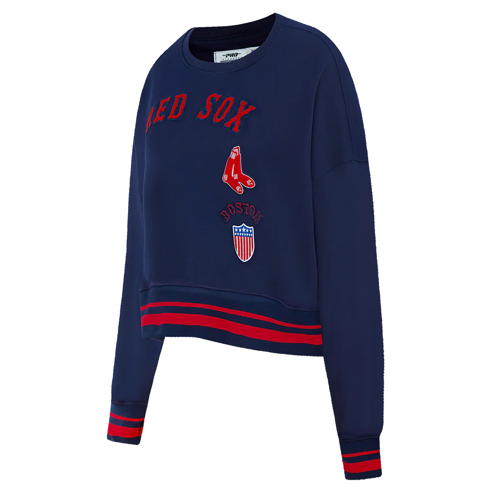 MLB BOSTON RED SOX RETRO CLASSIC WOMEN'S RIB CREWNECK (MIDNIGHT NAVY/RED/MIDNIGHT NAVY) - Image 2