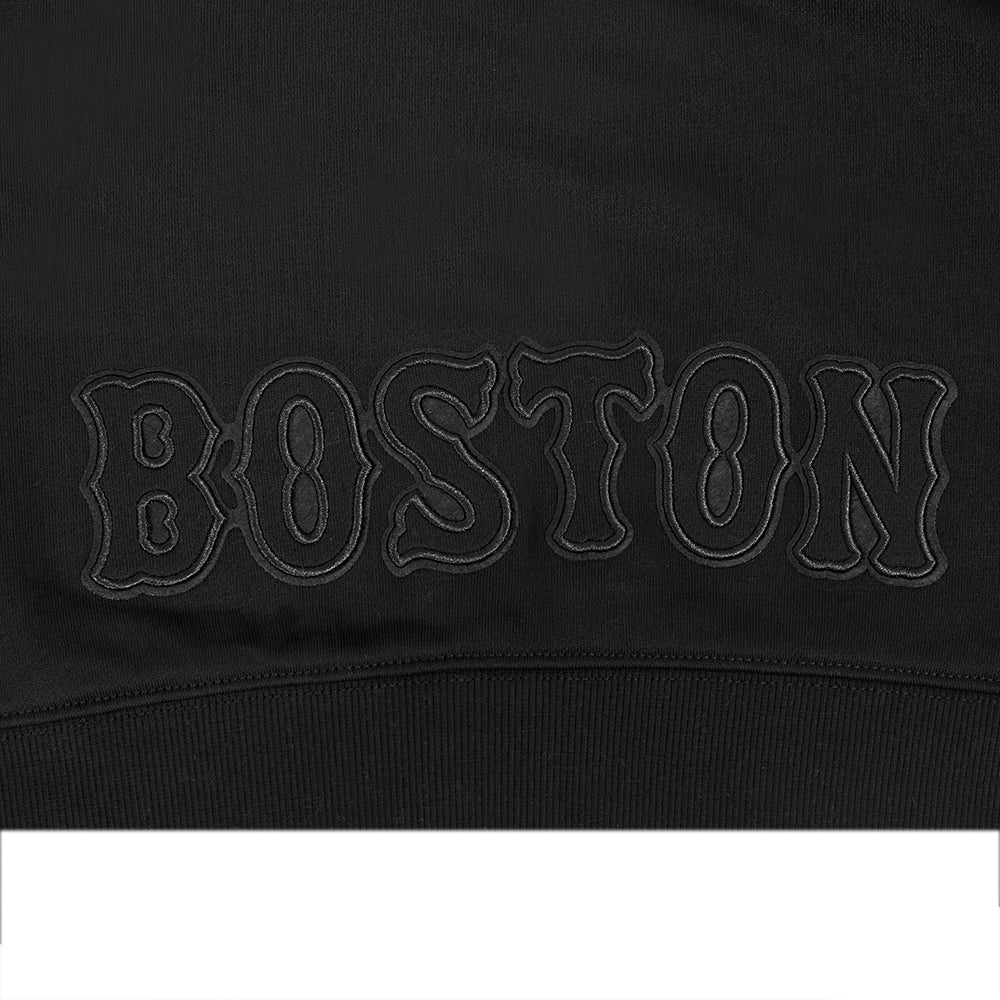 MLB BOSTON RED SOX NEUTRAL WOMEN'S CROPPED PULLOVER HOODIE (BLACK) - Image 6