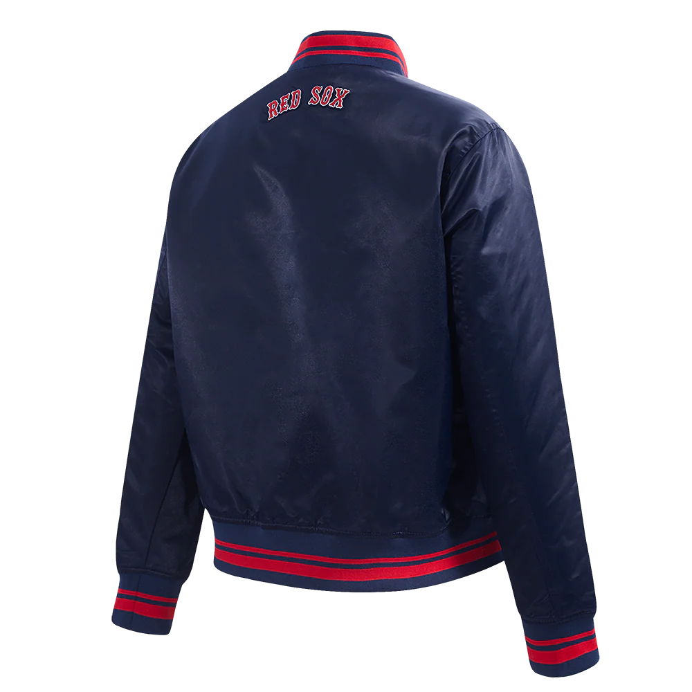 MLB BOSTON RED SOX SCRIPT TAIL WOMEN'S SATIN JACKET (MIDNIGHT NAVY/RED/MIDNIGHT NAVY) - Image 4