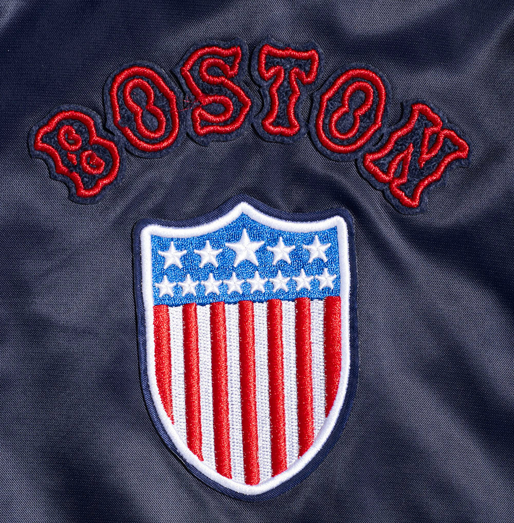 MLB BOSTON RED SOX RETRO CLASSIC WOMEN'S RIB SATIN JACKET (MIDNIGHT NAVY/RED/MIDNIGHT NAVY) - Image 7