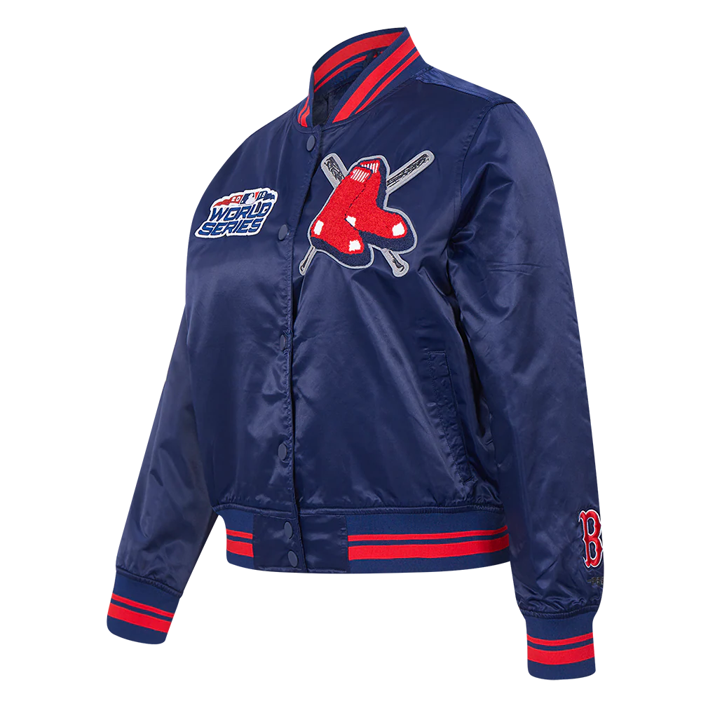 MLB BOSTON RED SOX MASHUP WOMEN'S RIB SATIN JACKET (MIDNIGHT NAVY/RED/MIDNIGHT NAVY) - Image 2