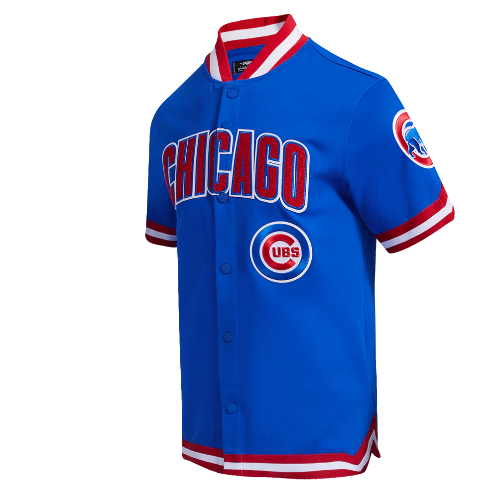 MLB CHICAGO CUBS CLASSIC MEN'S WARM UP JACKET (ROYAL BLUE/RED) - Image 2