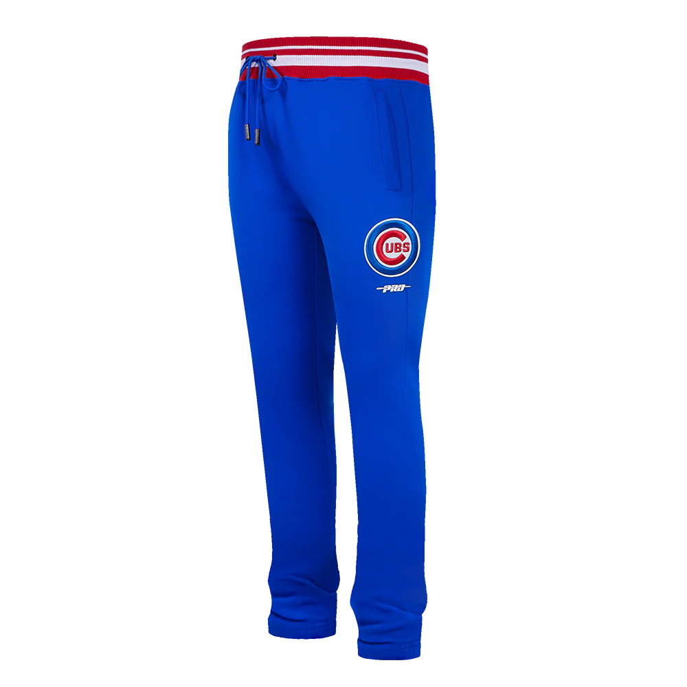MLB CHICAGO CUBS SCRIPT TAIL MEN'S RIB FLEECE SWEATPANT (ROYAL BLUE/RED)