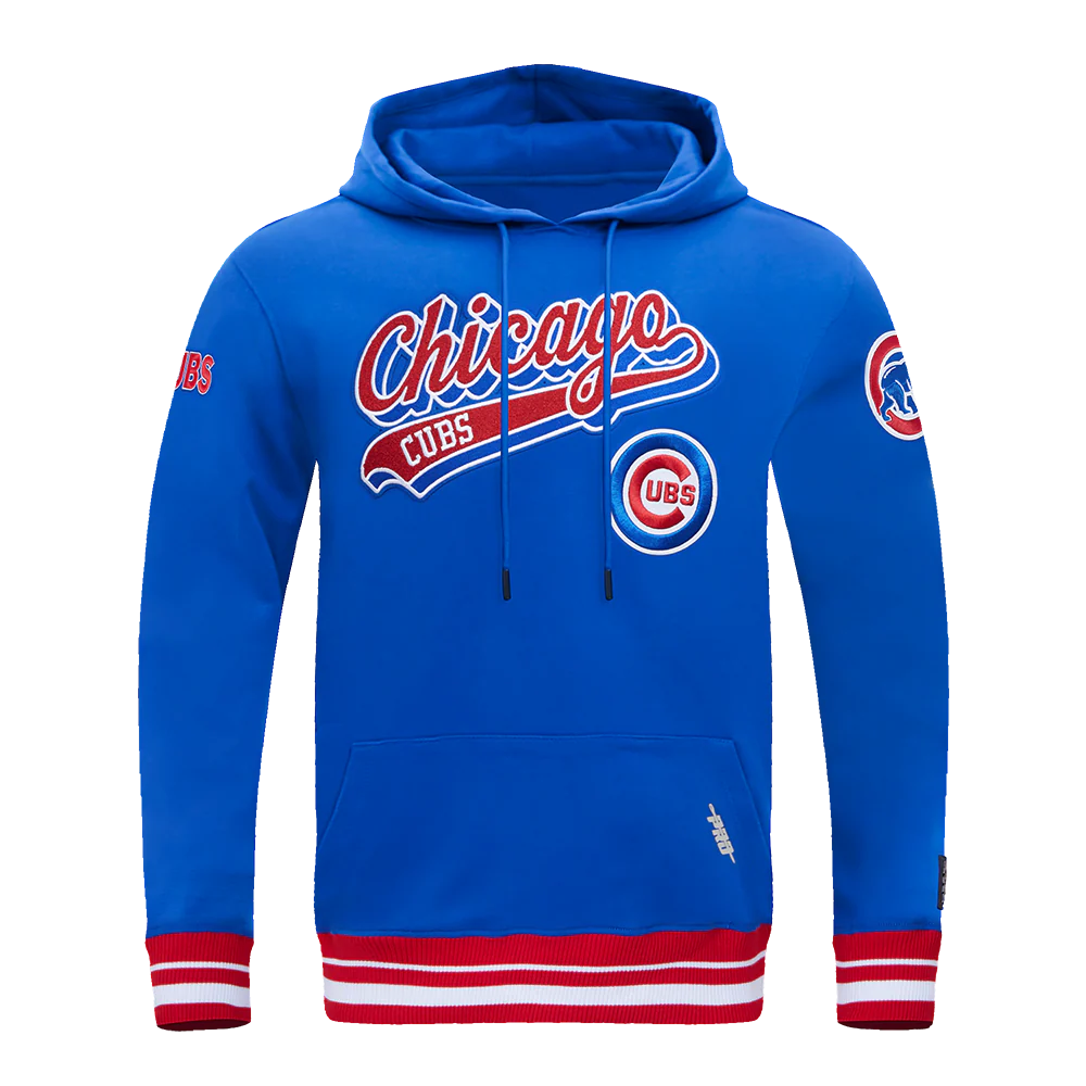MLB CHICAGO CUBS SCRIPT TAIL MEN'S PULL OVER HOODIE (ROYAL BLUE/RED)
