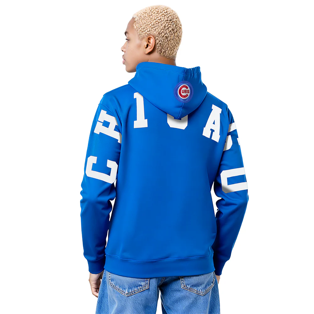 MLB CHICAGO CUBS WINGSPAN MEN'S DROP SHOULDER FLC PO HOODIE (ROYAL BLUE)