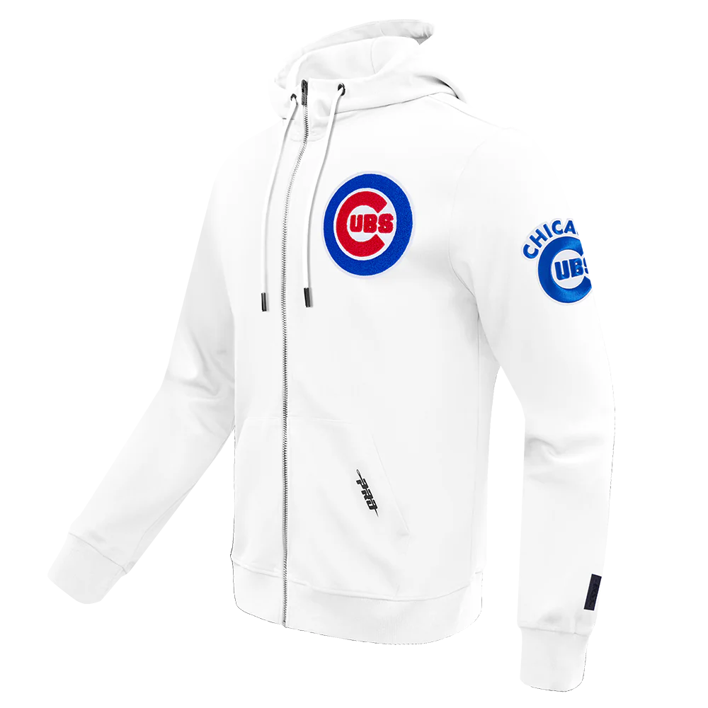 MLB CHICAGO CUBS CLASSIC CHENILLE MEN'S FULL ZIP PULLOVER HOODIE (WHITE) - Image 2