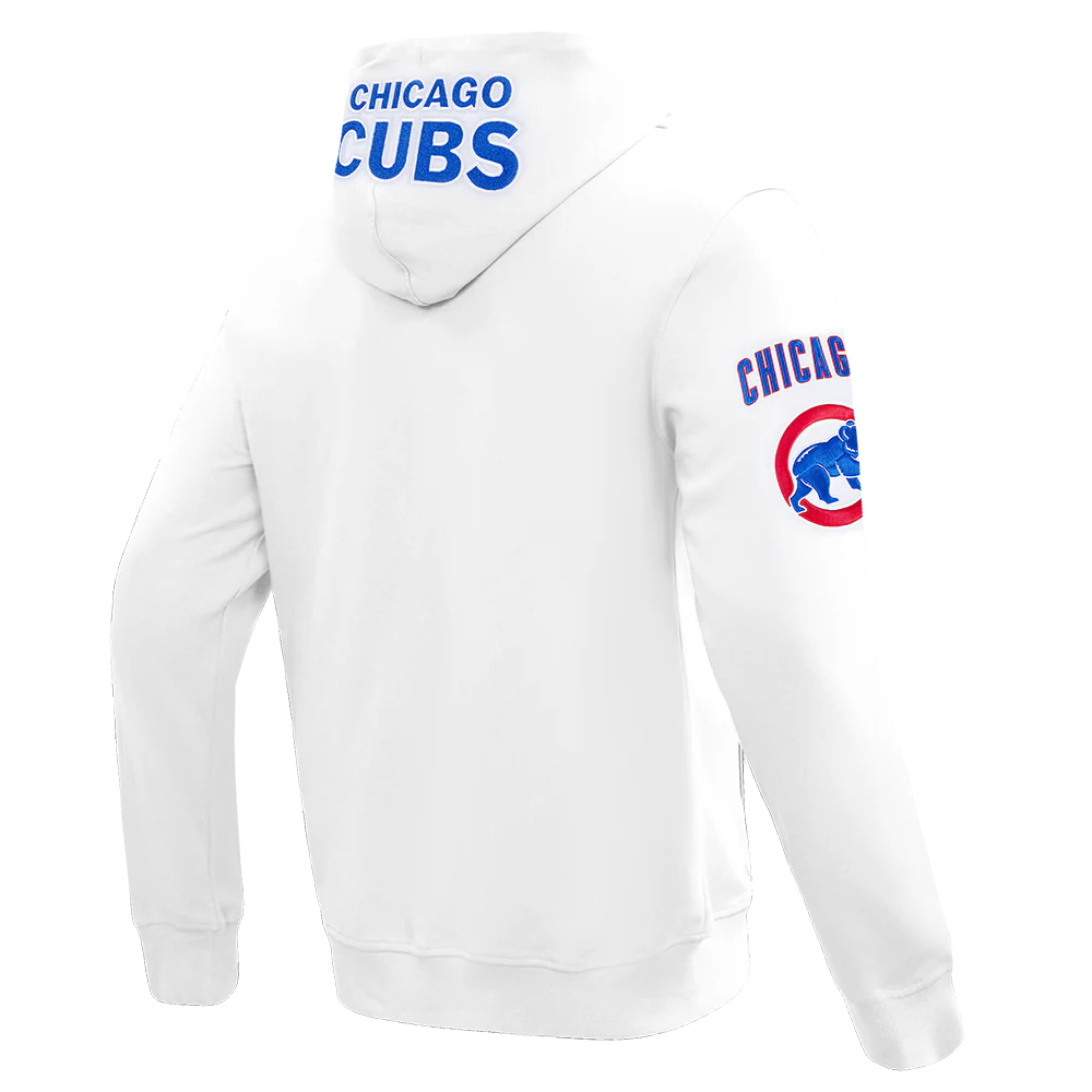 MLB CHICAGO CUBS CLASSIC CHENILLE MEN'S FULL ZIP PULLOVER HOODIE (WHITE) - Image 4