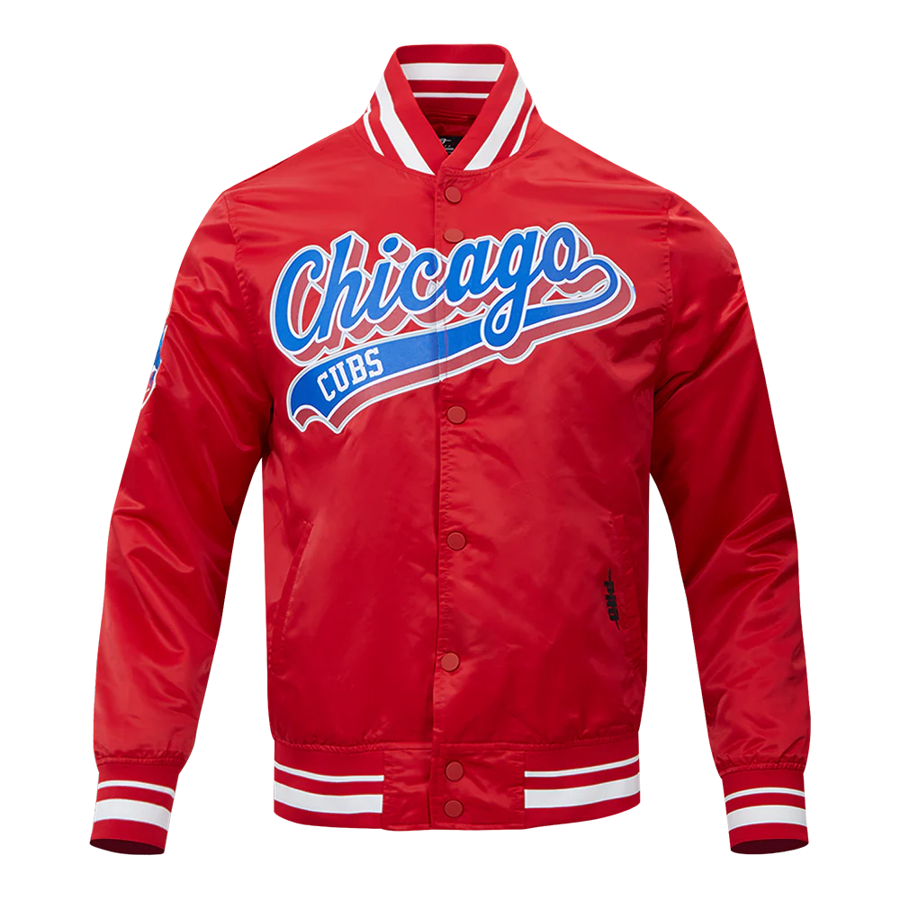 MLB CHICAGO CUBS SCRIPT TAIL MEN'S SATIN JACKET (RED)