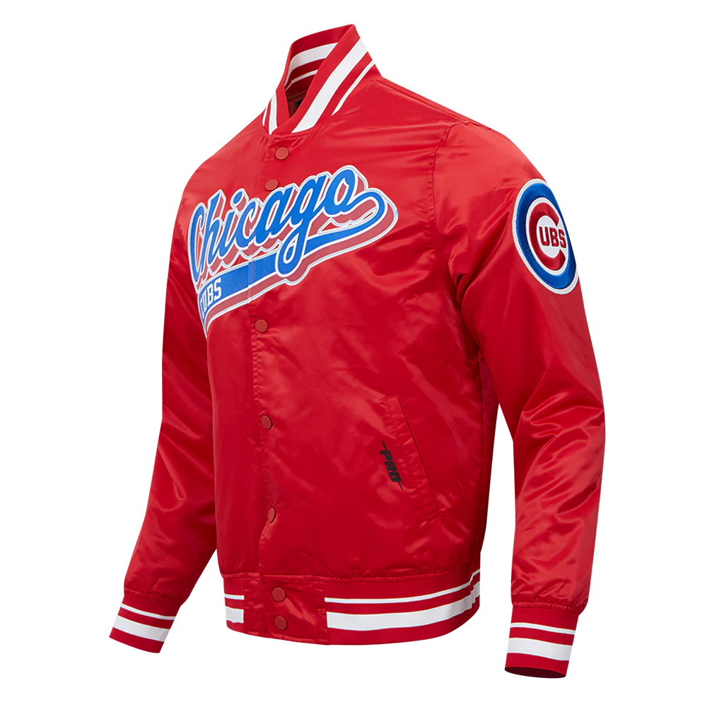 MLB CHICAGO CUBS SCRIPT TAIL MEN'S SATIN JACKET (RED) - Image 2