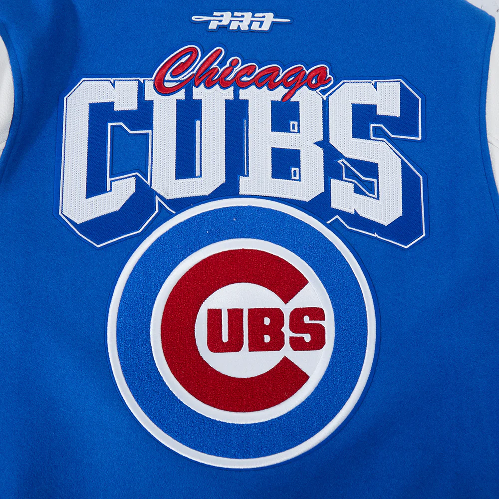 MLB CHICAGO CUBS TEAM BADGE MEN'S RIB WOOL VARSITY JACKET (ROYAL BLUE/RED) - Image 10