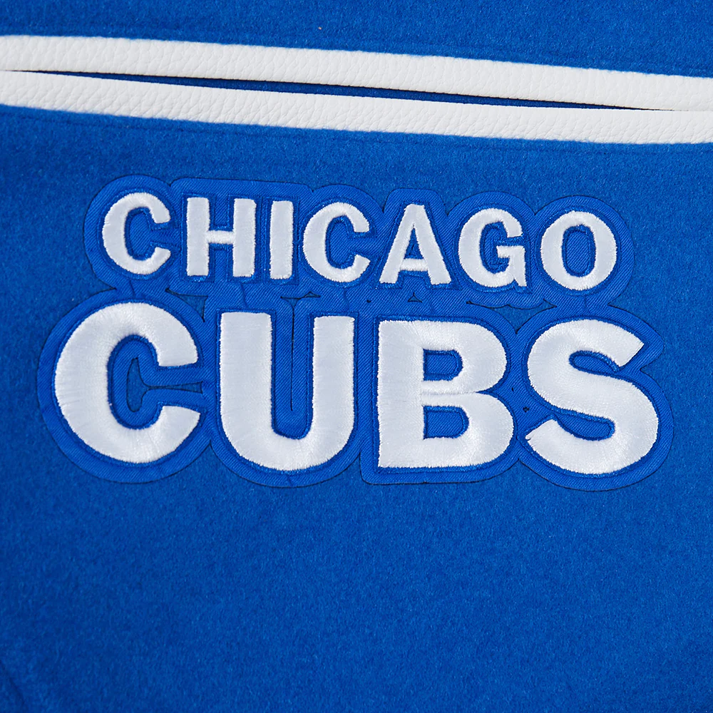 MLB CHICAGO CUBS TEAM BADGE MEN'S RIB WOOL VARSITY JACKET (ROYAL BLUE/RED) - Image 7