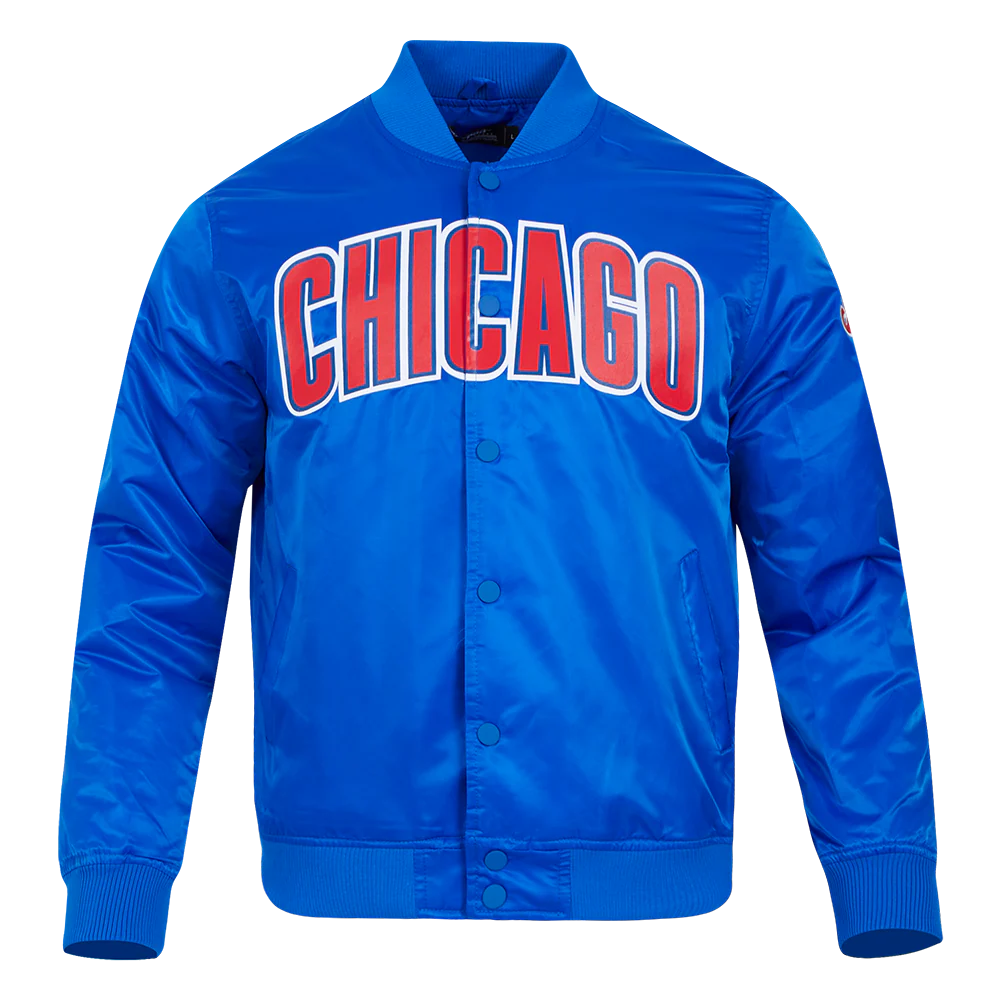 MLB CHICAGO CUBS BIG LOGO MEN'S SATIN JACKET (ROYAL BLUE)
